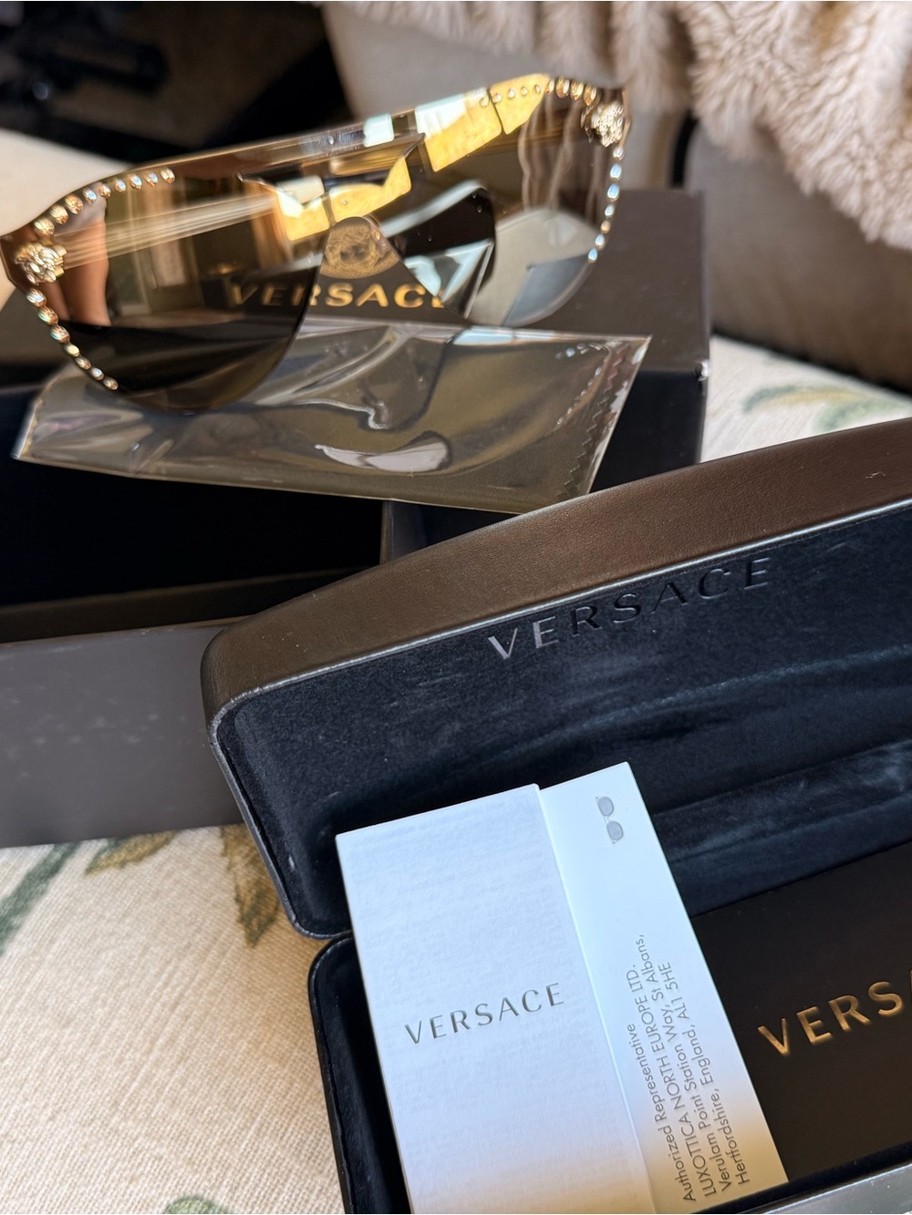 NeW Versace Medusa SUNGLASSES 60mm Crystal Shield